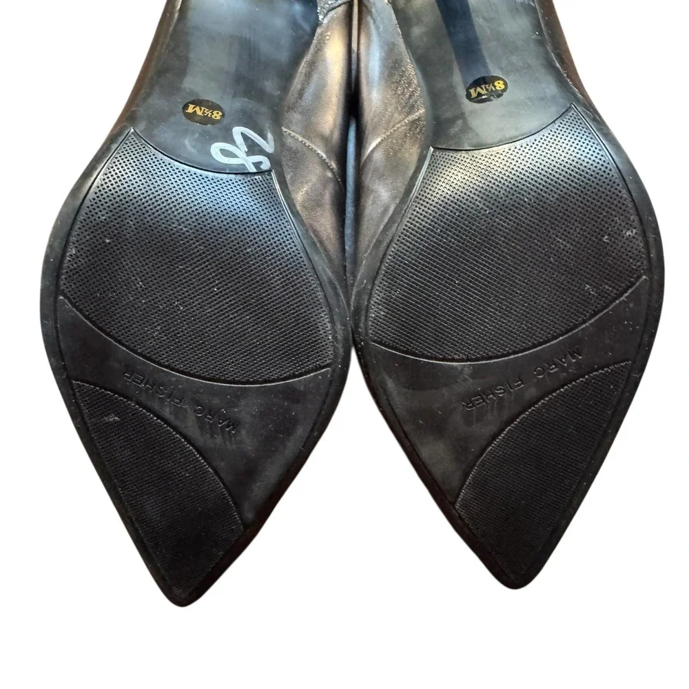 Marc Fisher Shoes Womens Size 8.5 Silver Pointed‎ Toe Glitter Heel Pumps Dress